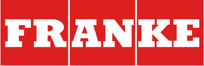 Logo von Franke in großen weißen Buchstaben auf rotem Hintergrund.